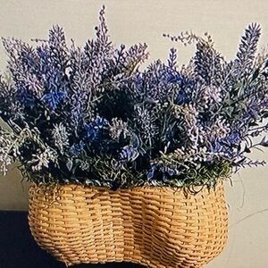 Wicker Basket with Purple and Green Accents